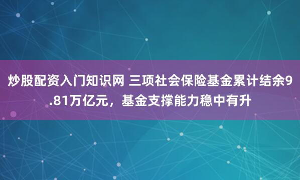 炒股配资入门知识网 三项社会保险基金累计结余9.81万亿元，基金支撑能力稳中有升