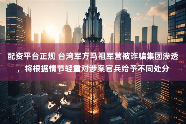 配资平台正规 台湾军方马祖军营被诈骗集团渗透，将根据情节轻重对涉案官兵给予不同处分